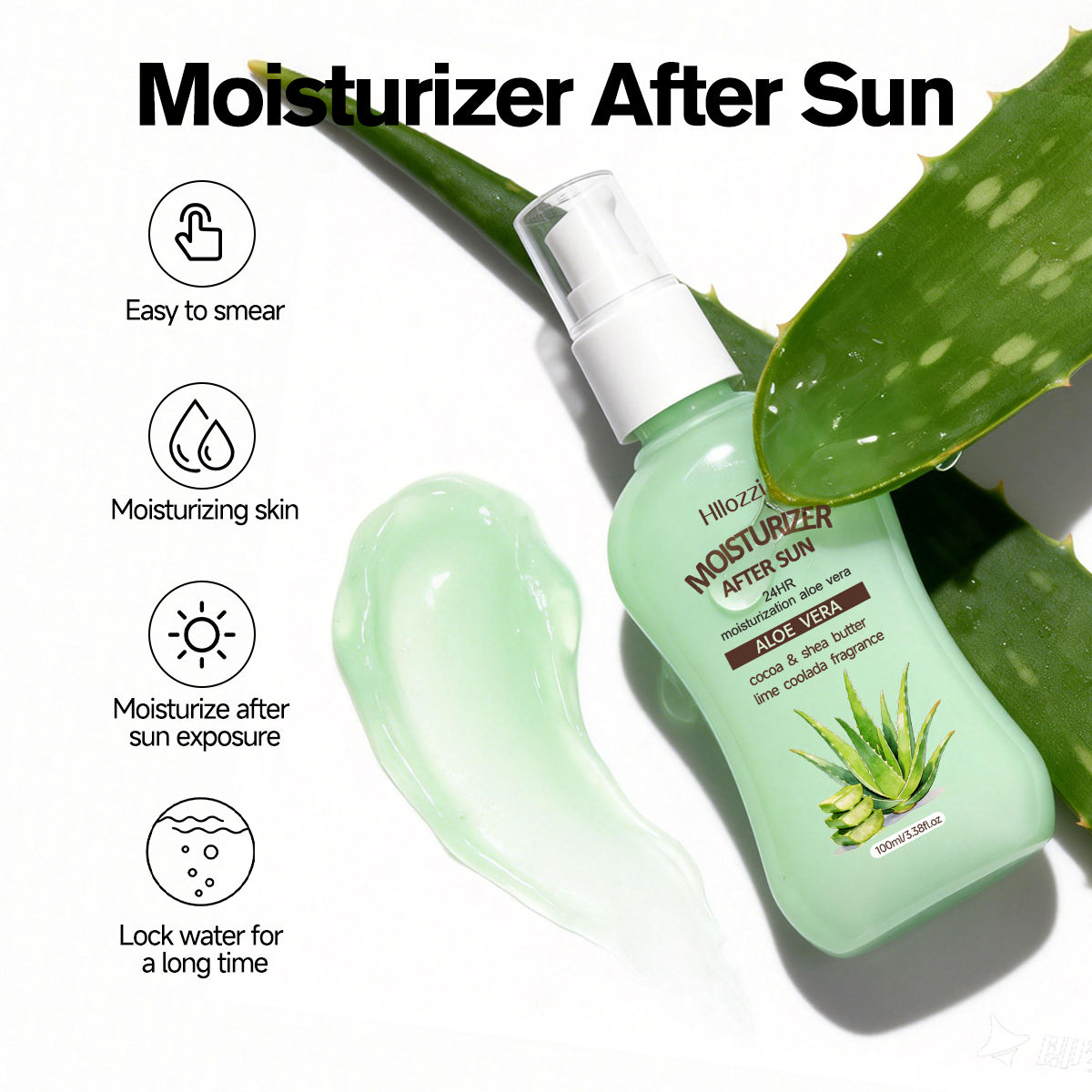 MOISTURIZER AFTER SUN ALOE VERA GEL,Quick absorption, non-greasy texture, post