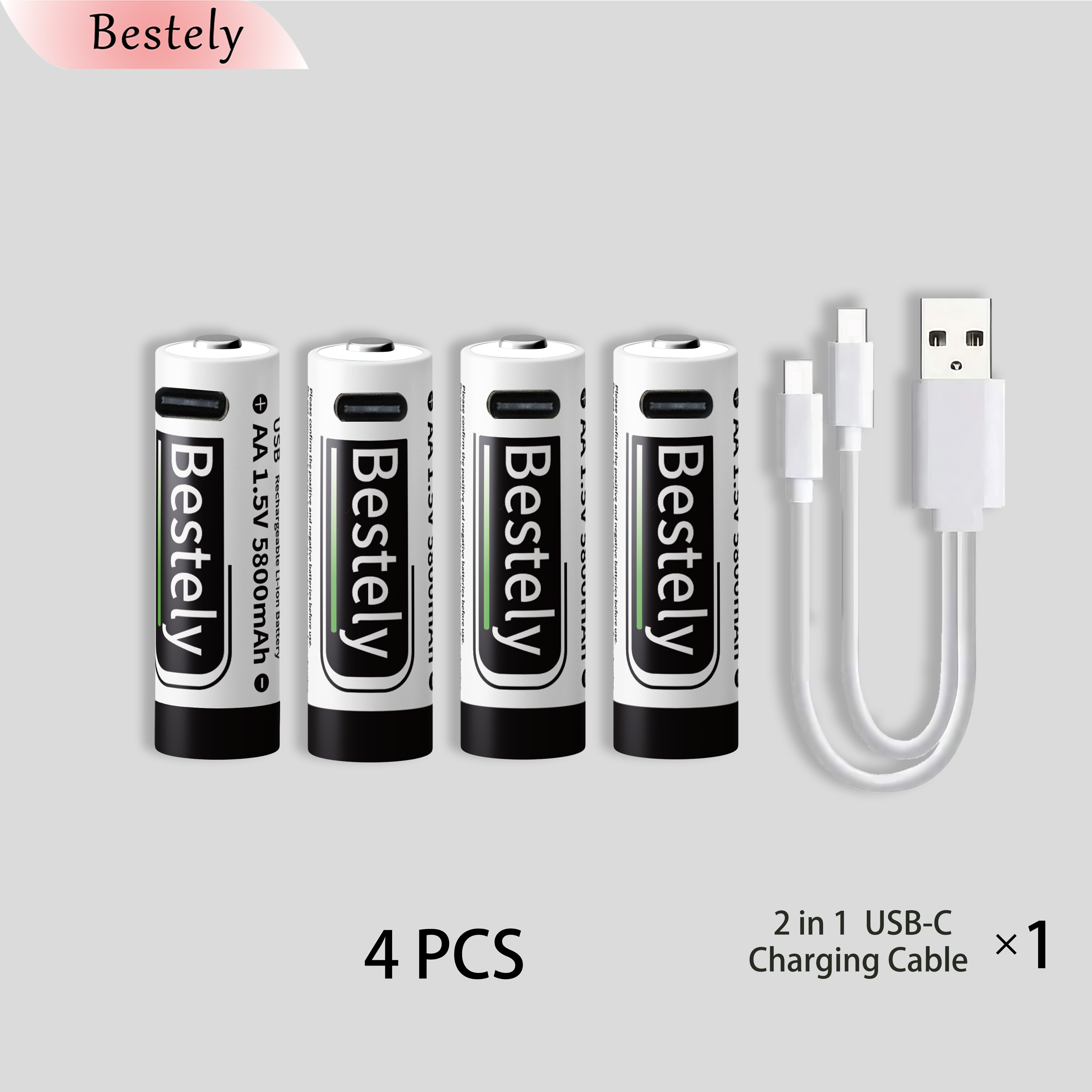 AA Rechargeable Batteries 1.5V 5800mAh Li-ion Battery Long-Lasting High Capacity