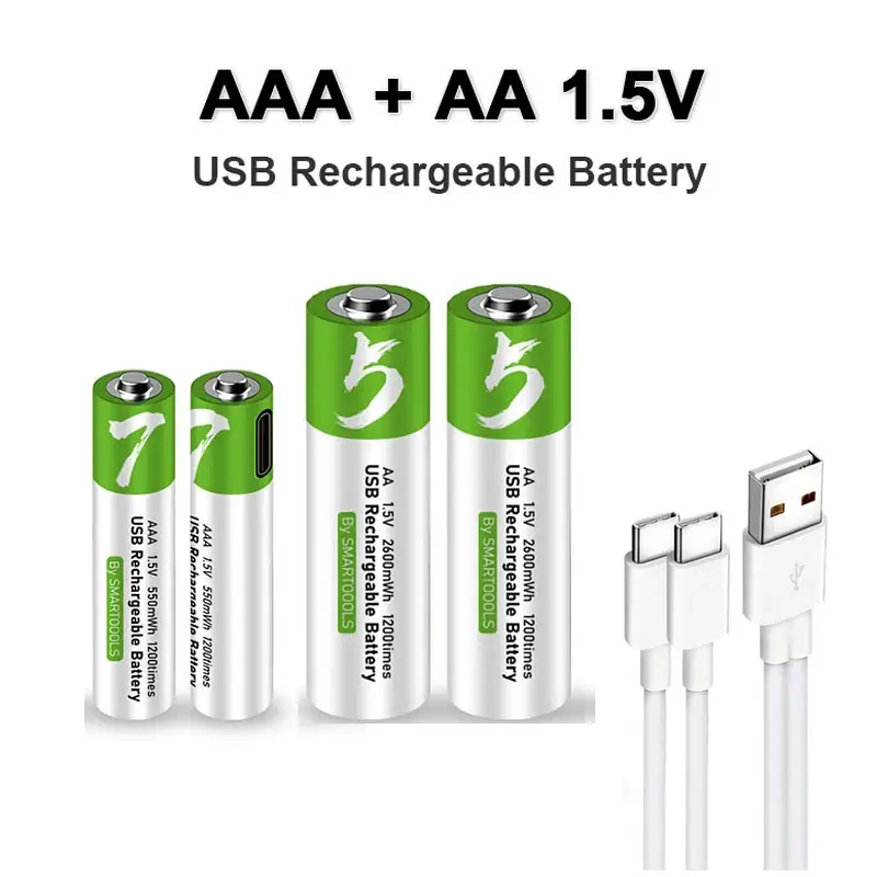 1.5V AA 2600mWh AAA 750mWh Li-ion Batteries for Mouse,Clock,Shaver,Hermometer+TY