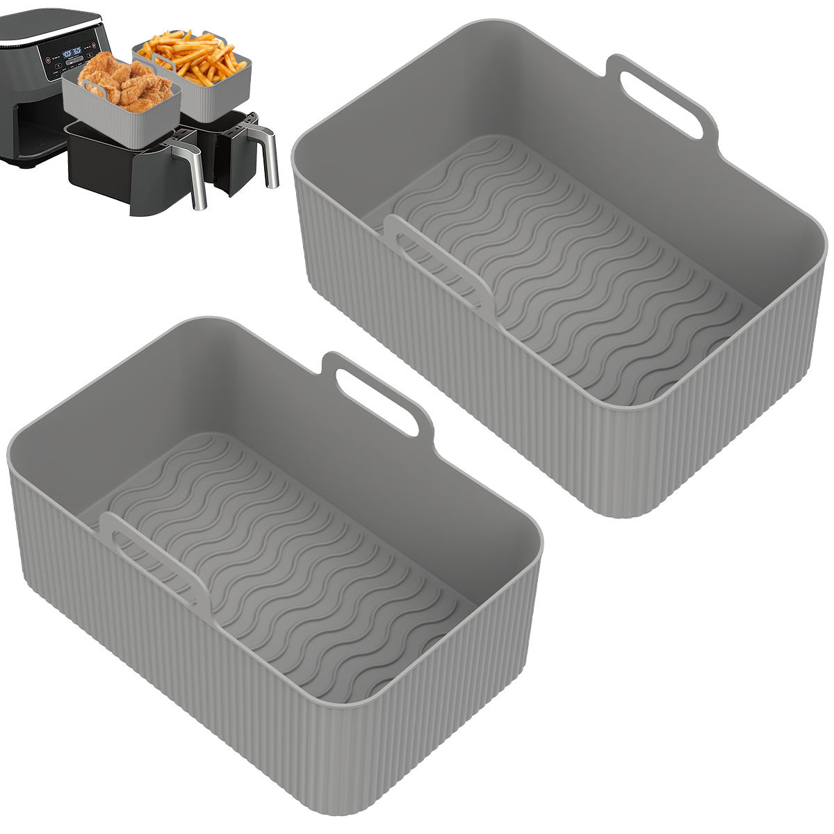 Silicone Air Fryer Liner for Ninja Dual Air Fryer Accessories Reusable Silicone