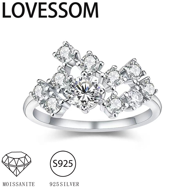 925 Sterling Silver 1.5-Carat Moissanite Ring, Elegant and Classic, Suitable for