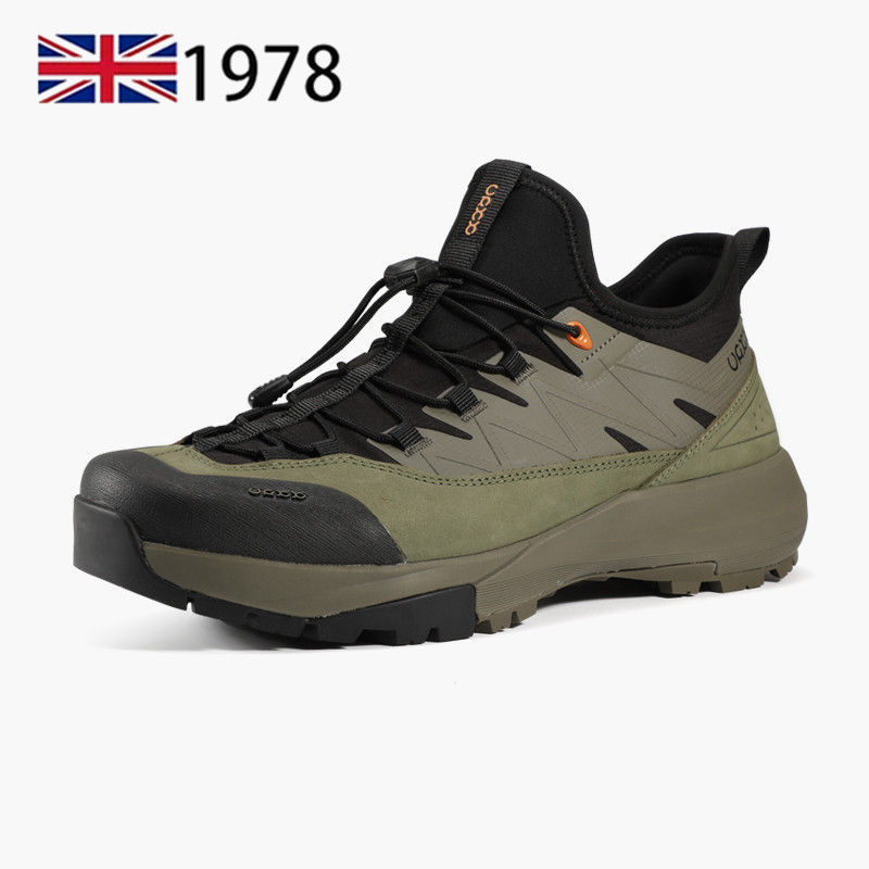 Genuine Leather Hiking Walking Shoes for Men Elastic Band Non Slip Sneakers Comf