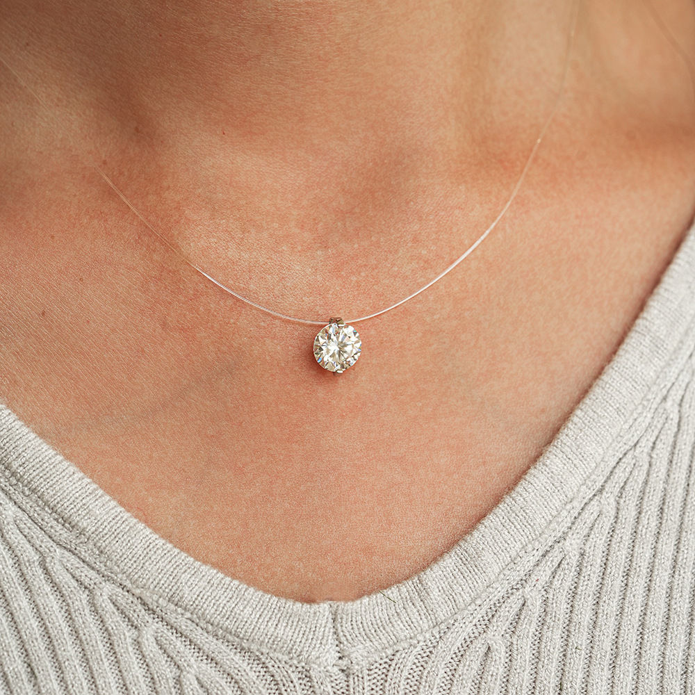 New 1CT Moissanite Necklace for Women, D Color VVS1 Round Cut, 925 Sterling Silv