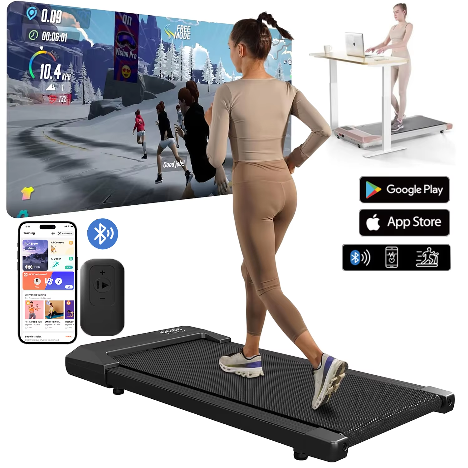 300lbs Treadmill for Home 2.5HP Treadmills Walking Pad LCD Digital Data Display