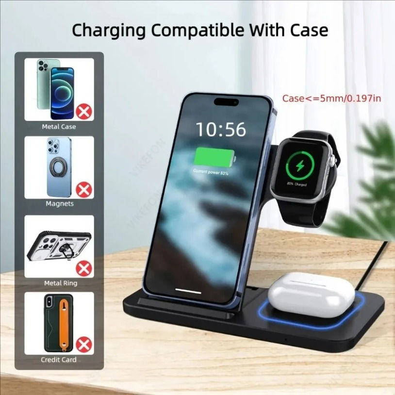 Foldable 3 in 1 Wireless Charging Station for iPhone 17 16 15 14 13 12 Pro Max i