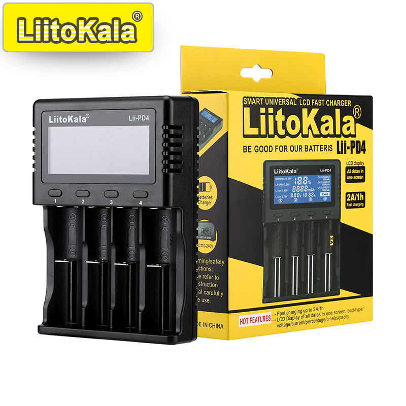 LiitoKala Lii-PD4/PD2 AC PD Charger LCD Fast Charging 4/2-Bay for 21700/18650/AA