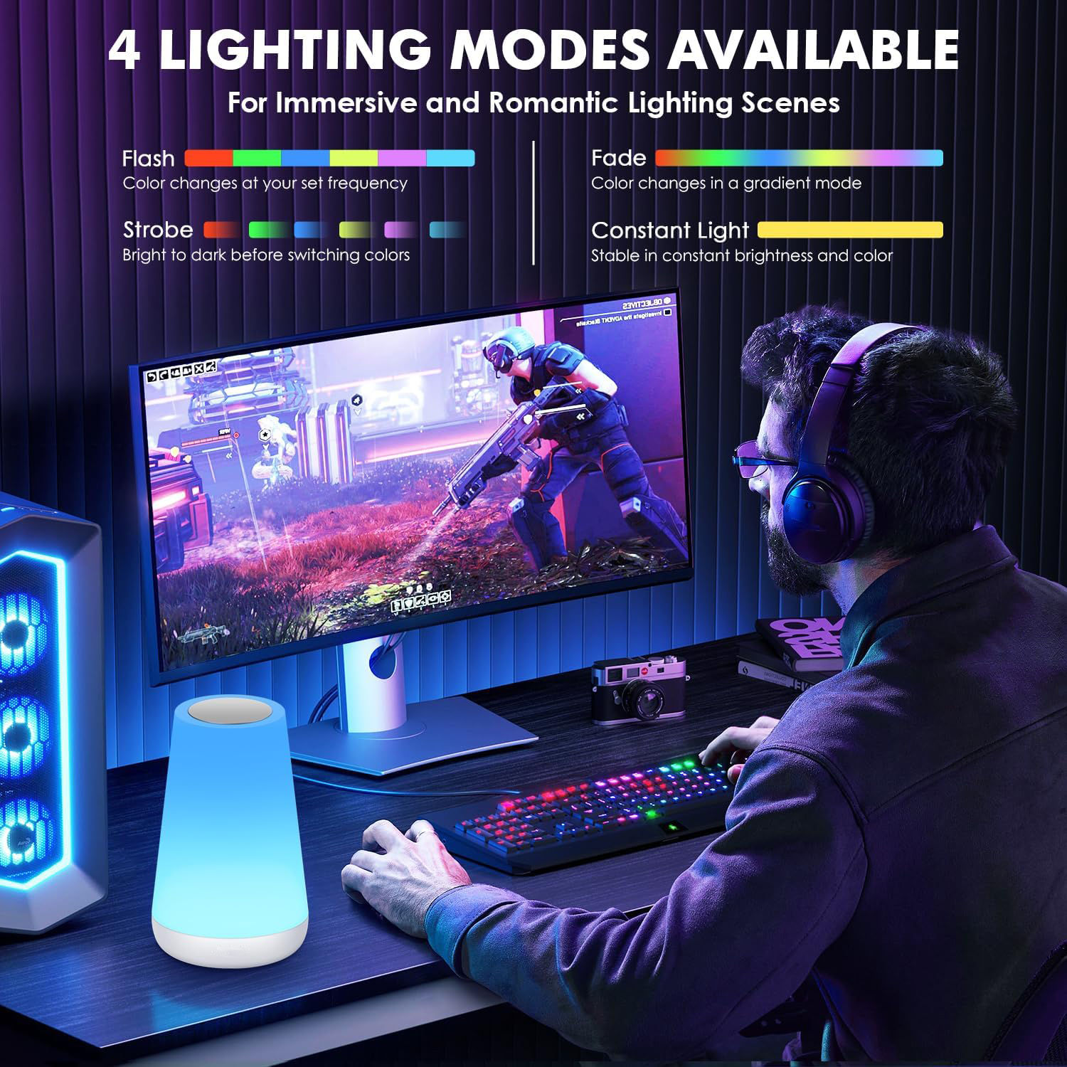 LED 13 Color Changing Night Light Remote Control Touch USB Rechargeable RGB Nigh