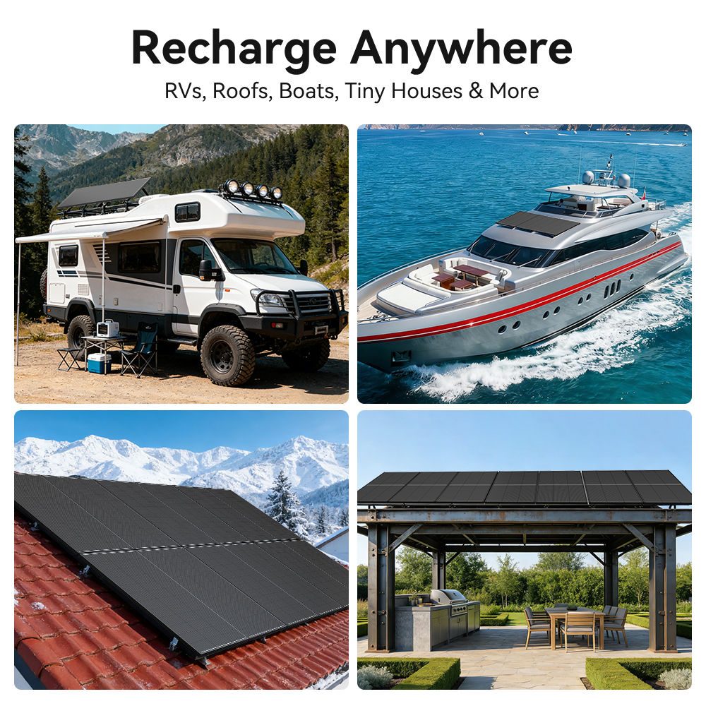 RVPOZWER 200W Solar Panel 12 Volt Monocrystalline Solar Panel 18BB Cells High Ef