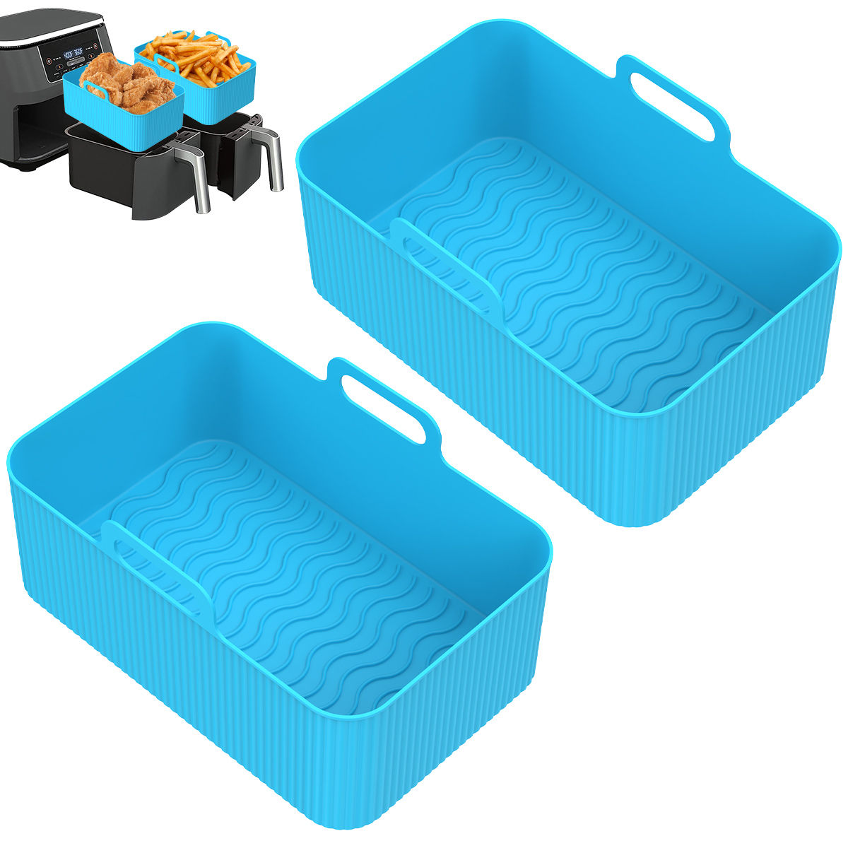Silicone Air Fryer Liner for Ninja Dual Air Fryer Accessories Reusable Silicone