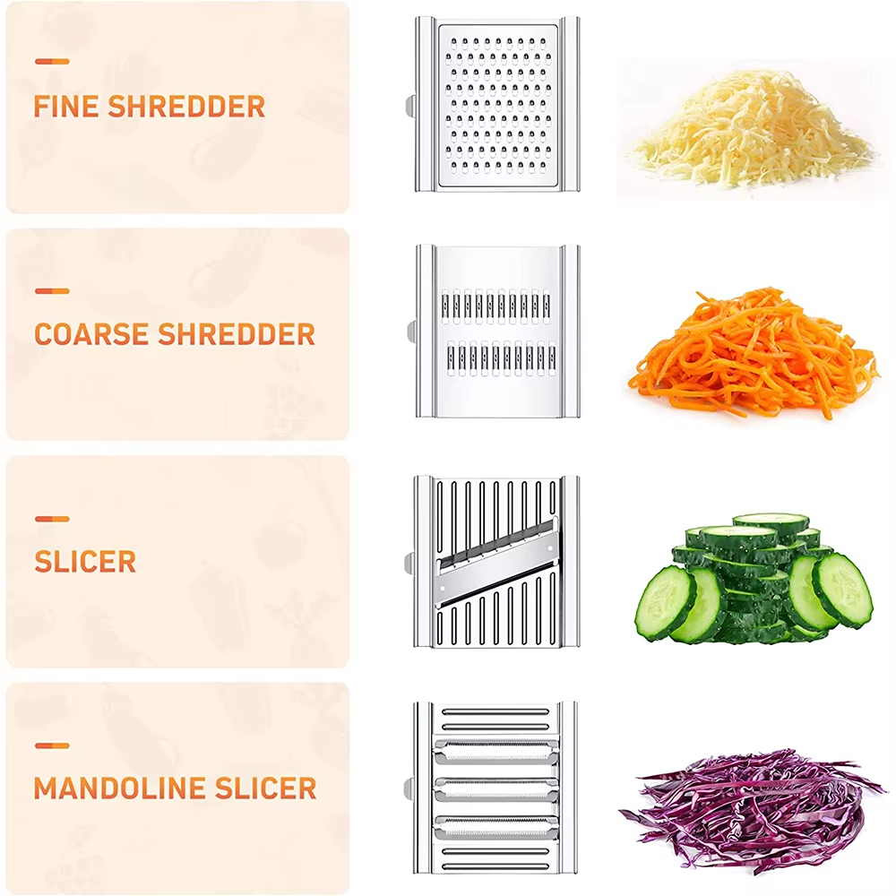 4 in 1 Manual Vegetable Slicer Kitchen Cheese Grater Vegetable Chopper with 4 Bl