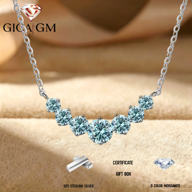 2.8CT Total Moissanite Necklace Elegant 925 Sterling Silver Neck Jewelry Decora