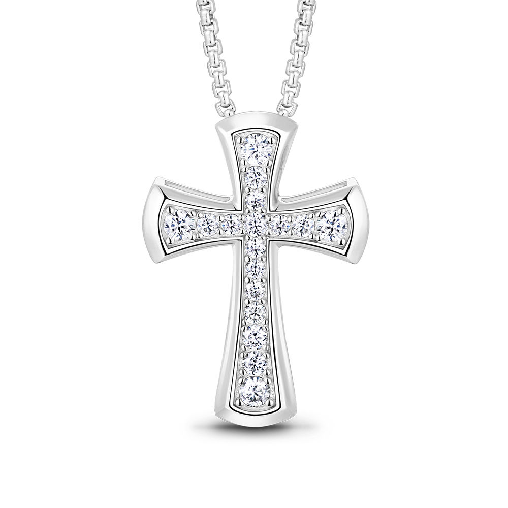 APIR 25mm Cross Moissanite Necklace for Women Man Religious Pendant 925 Sterling