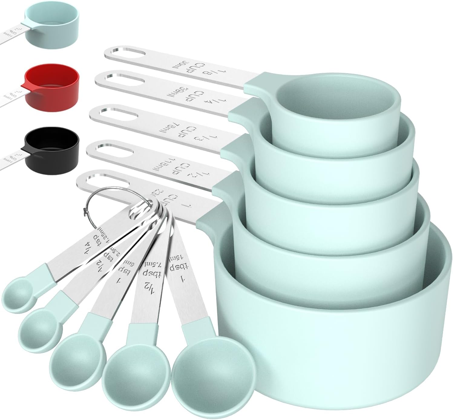 8pcs Measuring Cups & Spoons Set,Stackable Nesting Measure Cups with Stainless S