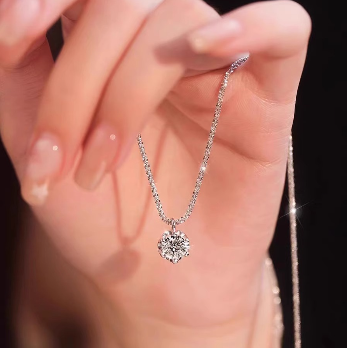 Moissanite Necklaces for Women 925 Sterling Silver Sparkling Cauliflower Chain w