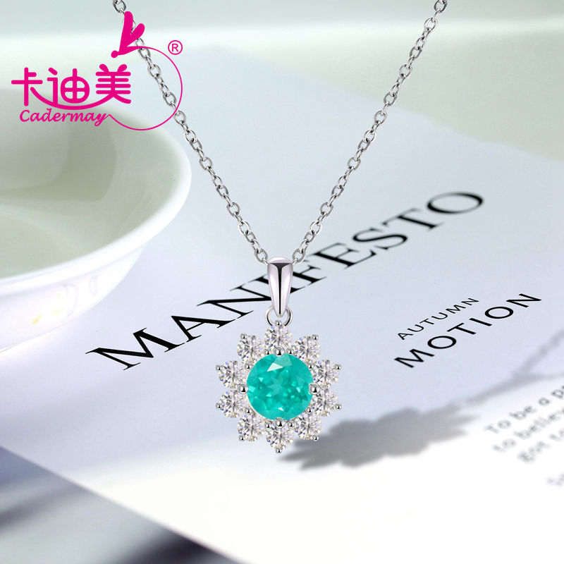 D Moissanite 6.5mm Lab Grown Paraiba Color YAG With Inclusions Neon Bluish Green