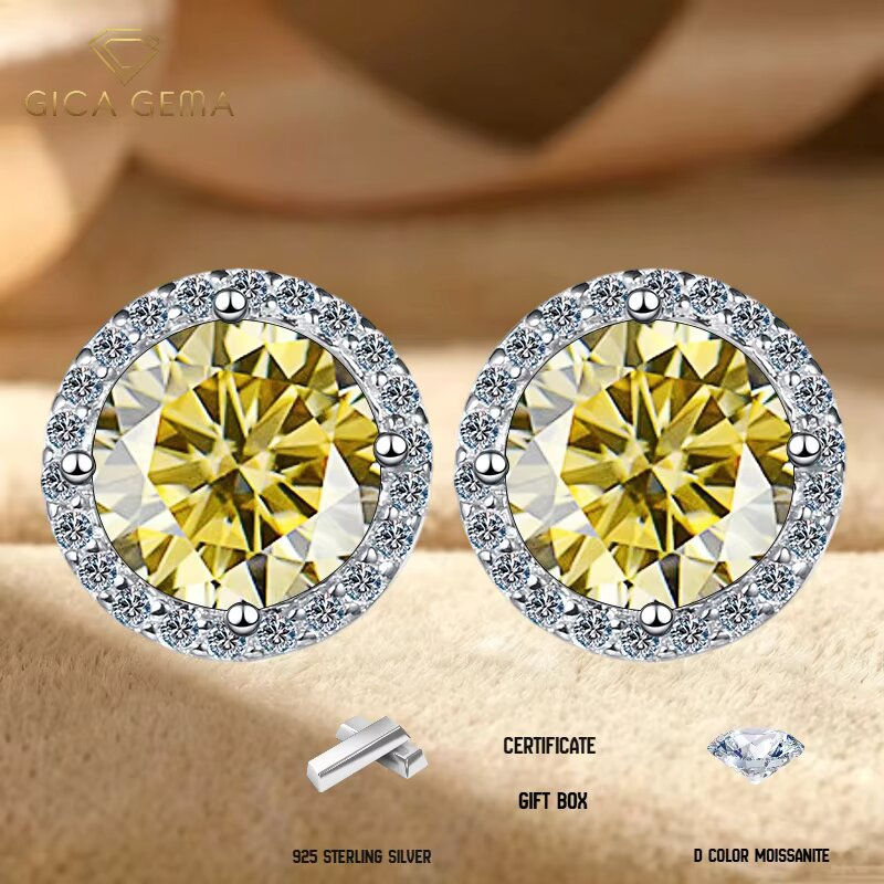 1CT*2 D VVS1 Multi-color Moissanite S925 Earrings Exquisite Jewelry for Women t