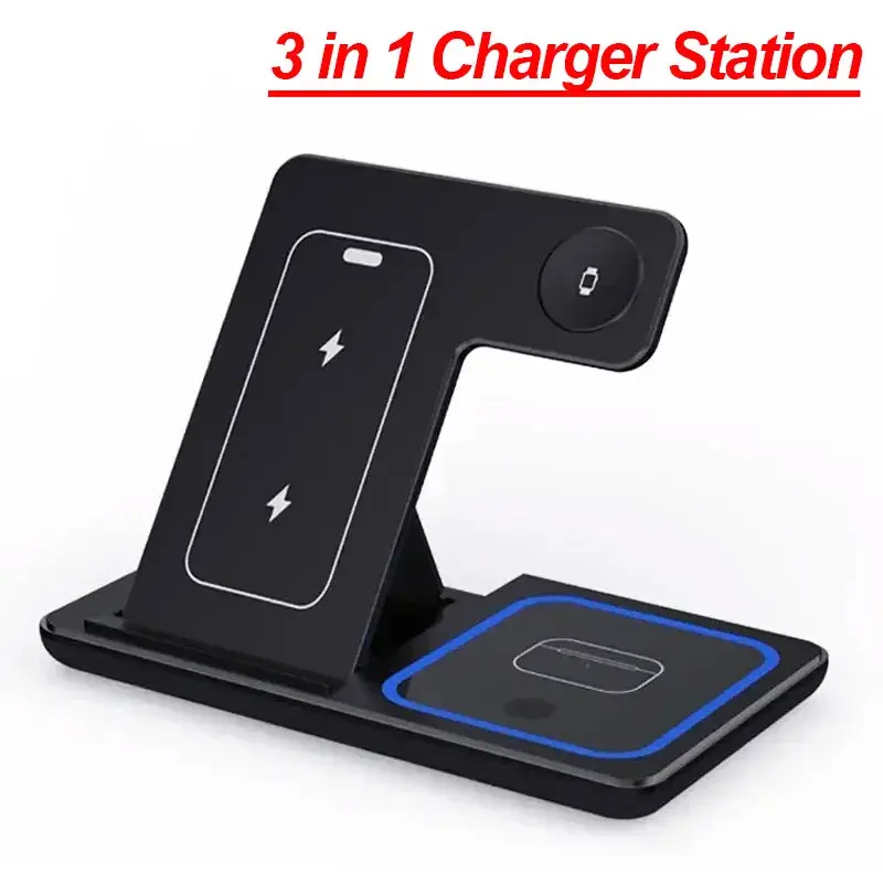 Foldable 3 in 1 Wireless Charging Station for iPhone 17 16 15 14 13 12 Pro Max i