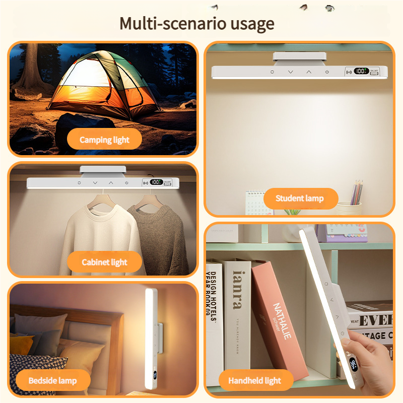 Touch Table Lamp Magnetic Desk Lamp Bulit-in Rechargeable Battery for Reading Ca