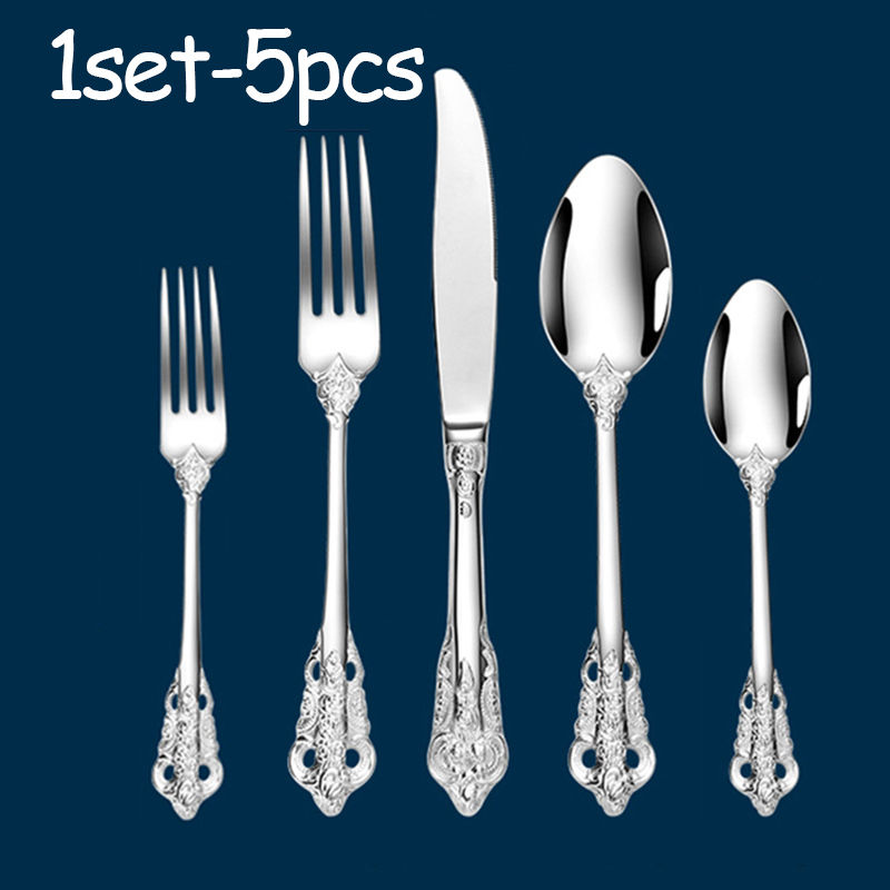 Stainless Steel Dinnerware Sets High-grade Knife Fork And Spoons Cutlery Kits Go