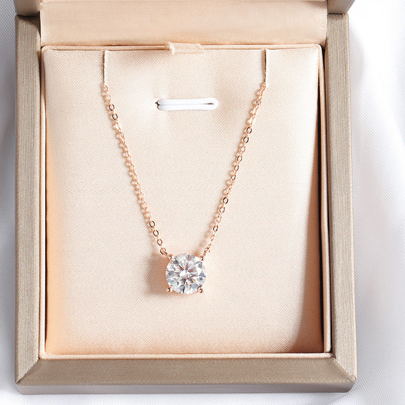Smyoue 1-5CT Rose Gold Color Moissanite Necklace for Women D Color Sparkling Cla