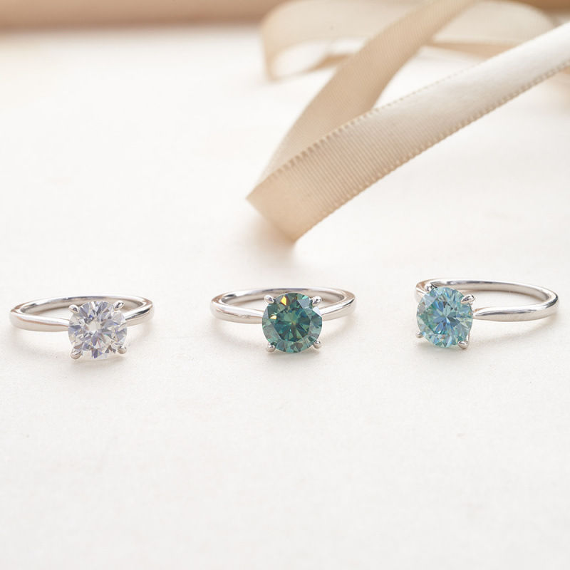 2CT Blue D VVS1 Moissanite Ring in S925 Sterling Silver High Quality Ring Ideal