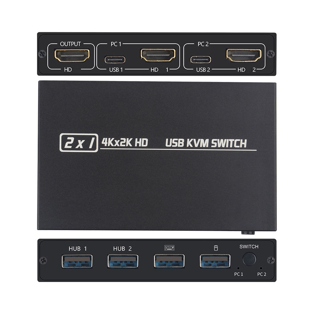 KVM 2-in-1 HDMI-compatible/USB KVM Switch Adapter USB Switcher 2 Input 1 Output