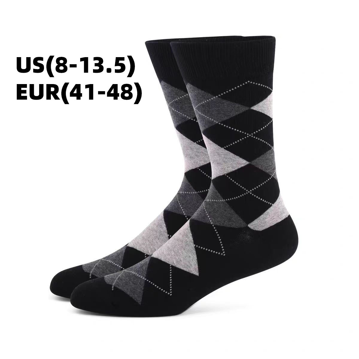 Mens Dress Socks Plus large Size High Quality Combed Cotton Crew Socks Black Coo