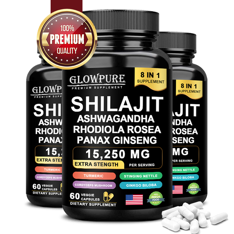 Shilajit 8-in-1 Supplement with Ginseng & Ashwagandha Supports Brain Memory Ener
