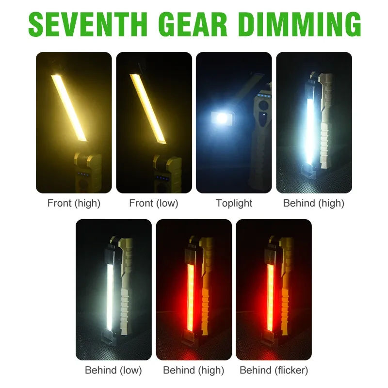 Portable Fold LED Flashlight Strong Magnet COB Working Light Type C Rechargeable