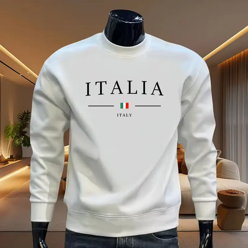 Italy Printing Mens Sweatshirts Casual O-Neck Tops Outdoors Sports Jogging Mens