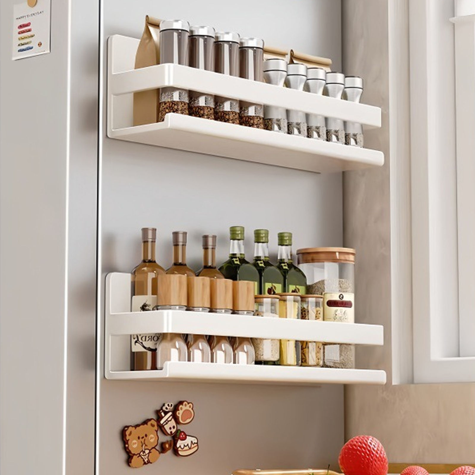 Magnetic Kitchen Refrigerator Storage Rack Without Punching Wall-mounted Condime