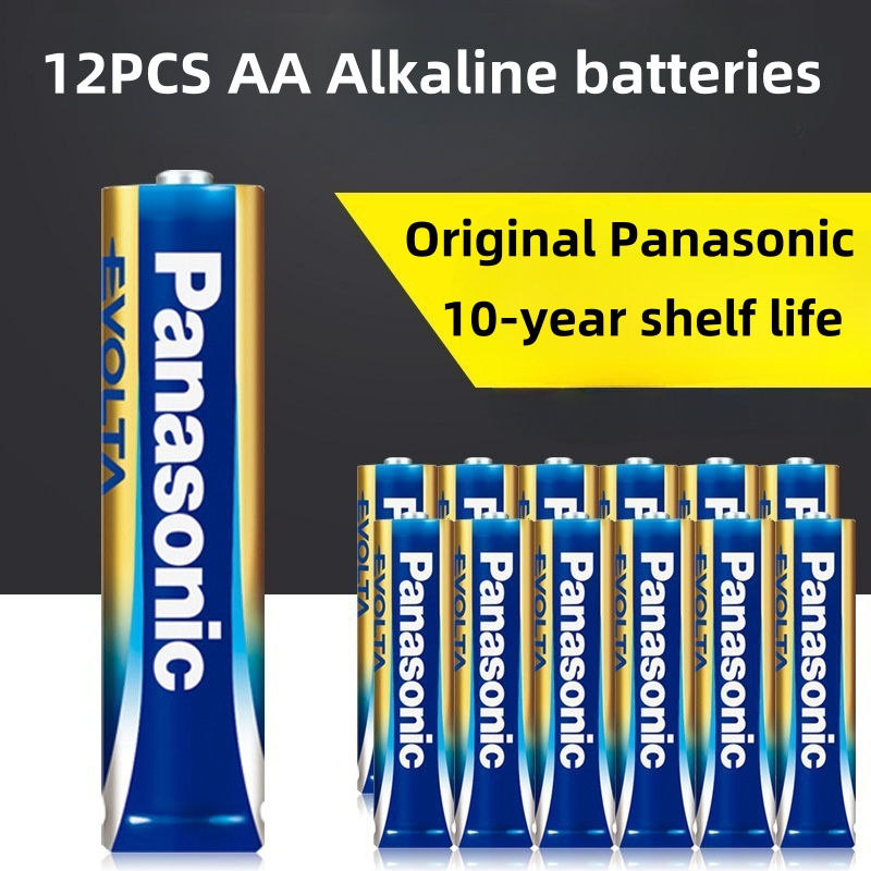12PCS Panasonic AA 1.5V Alkaline Dry Batteries, Suitable for Digital Cameras, Fl