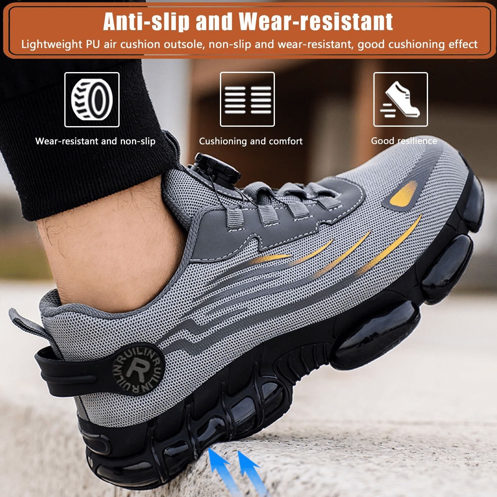Indestructible Steel Toe Protective Safety Shoes Slip Resistant Abrasion Resista