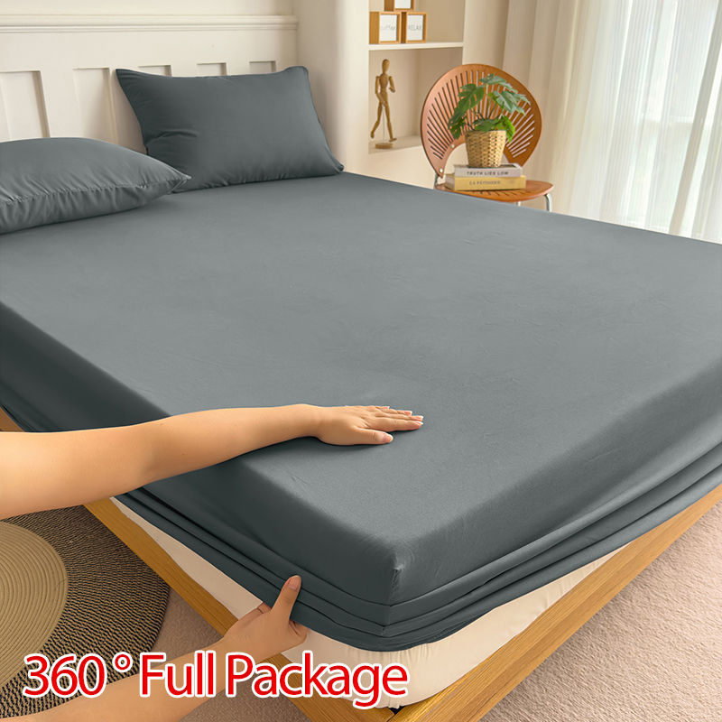 90/120/150/180x200 Fitted Bed Sheet With Elastic Band Solid Color Mattress Cover