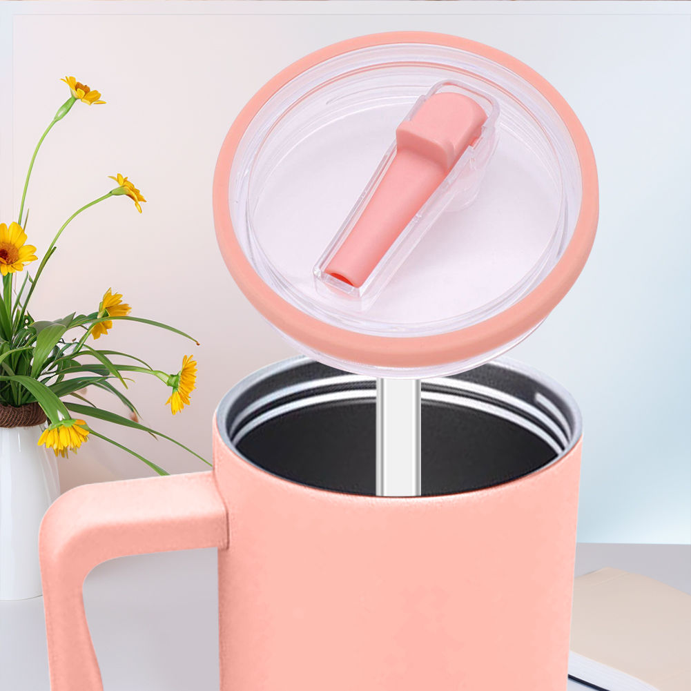 40Oz Tumbler Flip Straw Lid Replacement Spill Proof Resistant Tumbler Lid Reusab