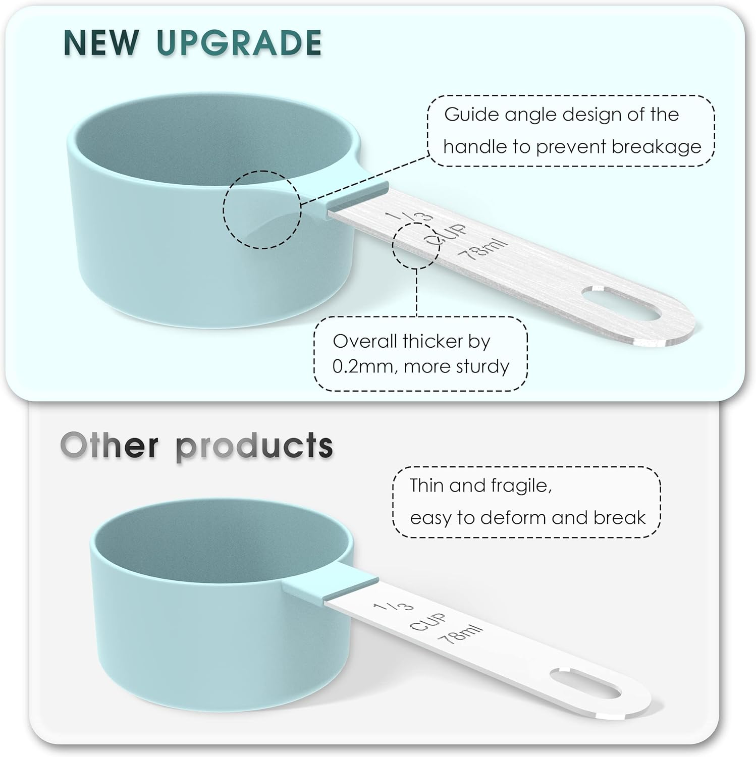 8pcs Measuring Cups & Spoons Set,Stackable Nesting Measure Cups with Stainless S