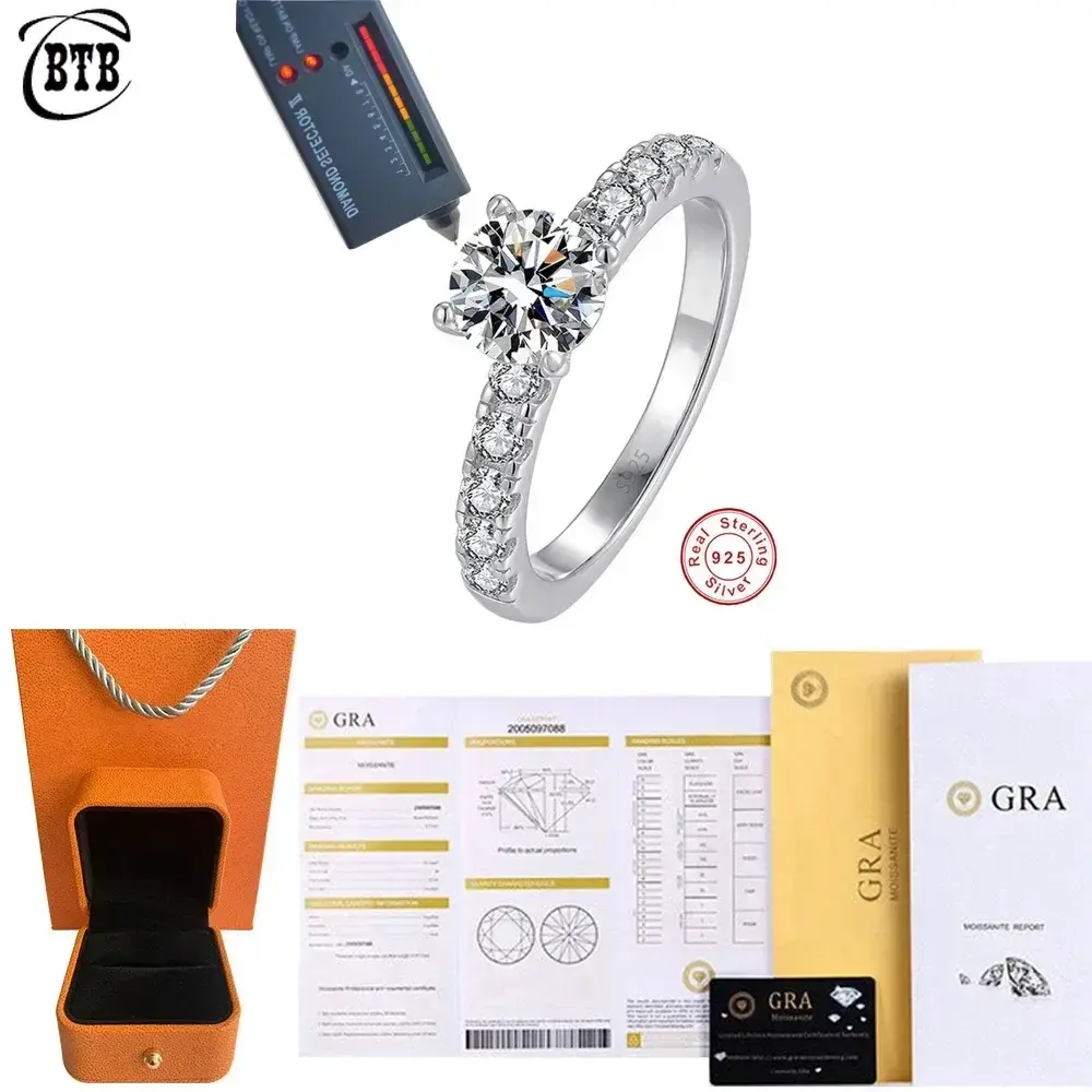 Cbtb Exquisite D Colur 1-3 Carat Moissanite Four Claw Ring for Women Wedding Ete