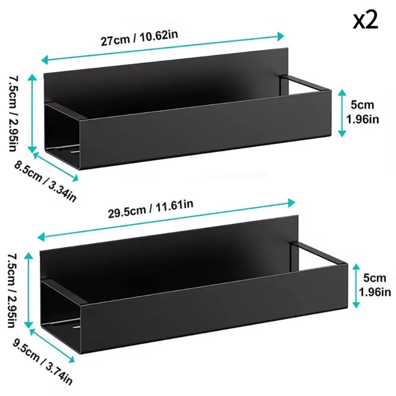 Magnetic Fridge Shelf Spice Rack Black Iron Refrigerator Side Storage Rack Kitch