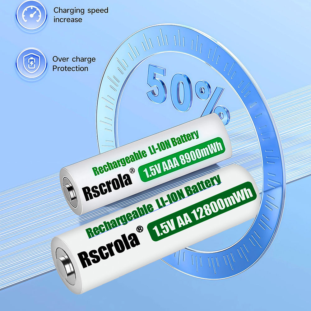 High Capacity Rechargeable AA 12800mWh Battery AAA 8900mWh Battery Charge with C