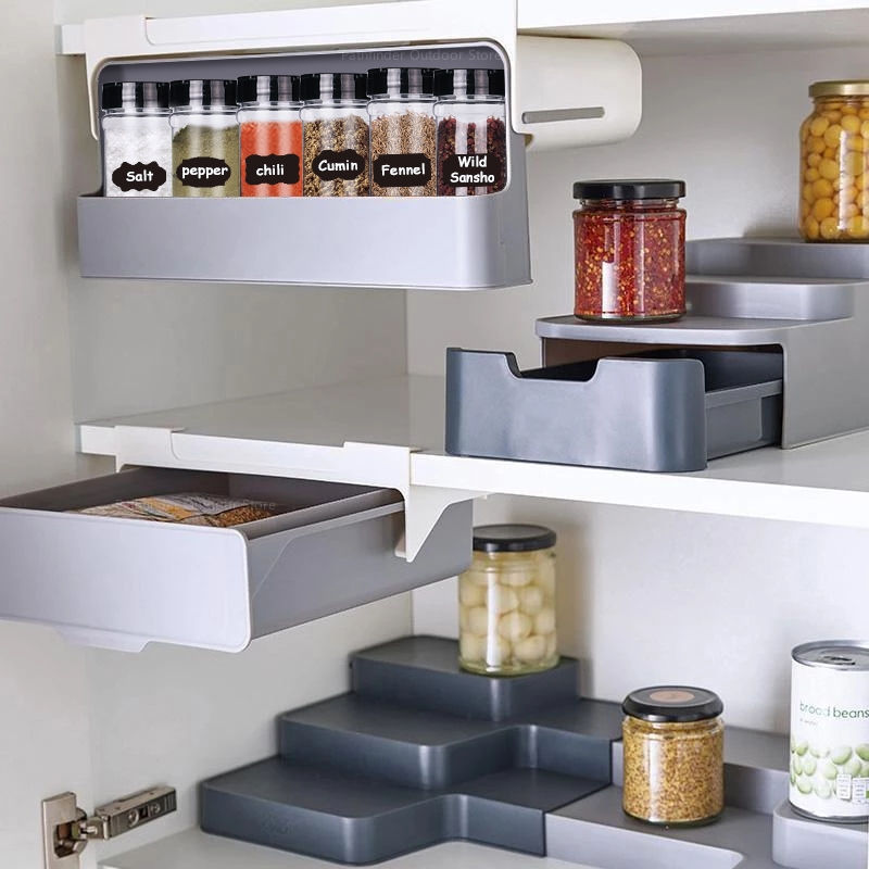 Kitchen Spice Rack Self-adhesive Spice Organizer Rack Seasoning Bottle Spice Org
