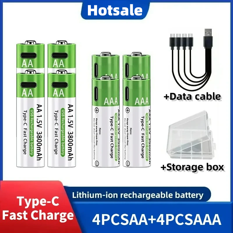 1.5V AA/AAA Rechargeable Batteries, AA/AAA Alkaline Batteries, 3800-3000mAh, for