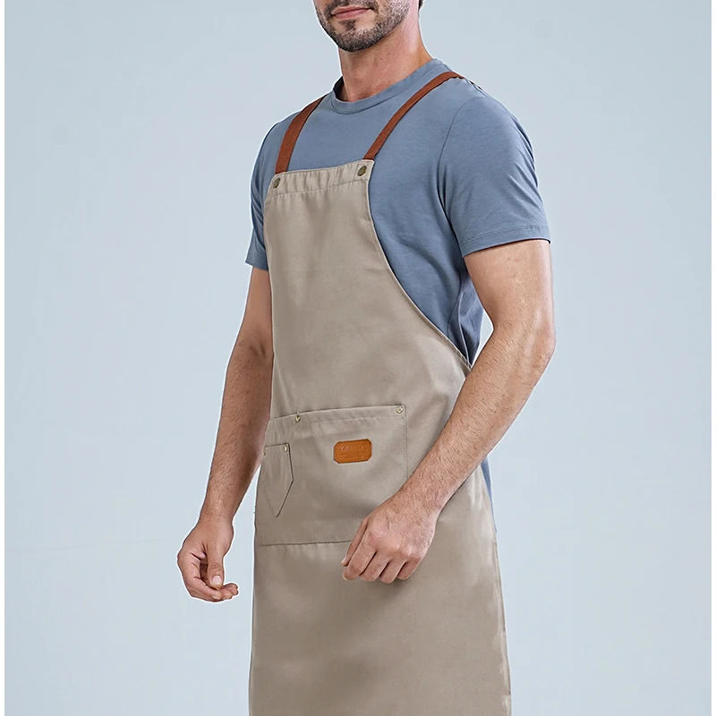 Waterproof Cross Back Adjustable Kitchen Apron Unisex Work Apron for Restaurant