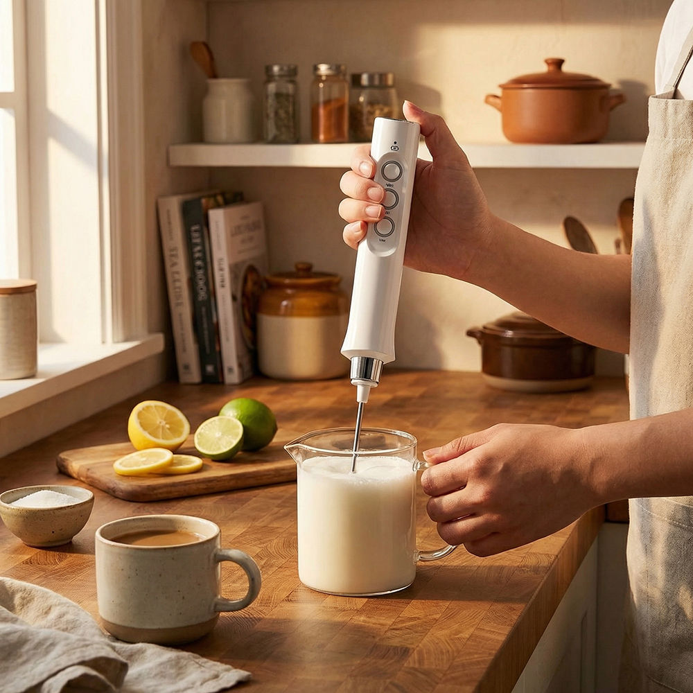 Handheld Wireless Rechargeable Electric Milk Frother 3 Speeds USB Rechargeable F