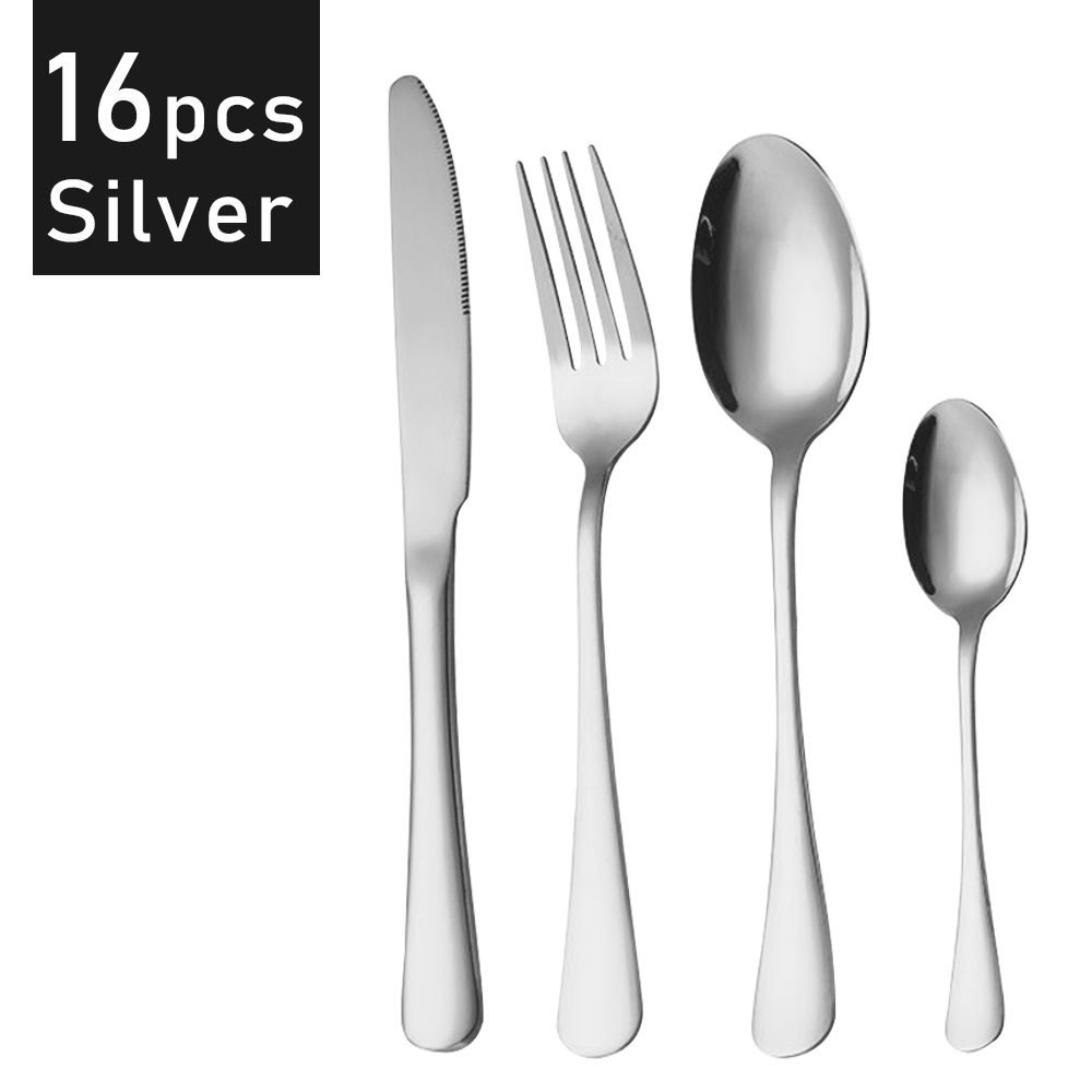 16Pcs Dinnerware Set Gold Stainless Steel Cutlery Set Fork Knife Spoon Flatware