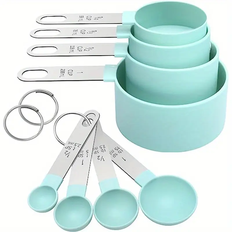 8pcs Measuring Cups & Spoons Set,Stackable Nesting Measure Cups with Stainless S