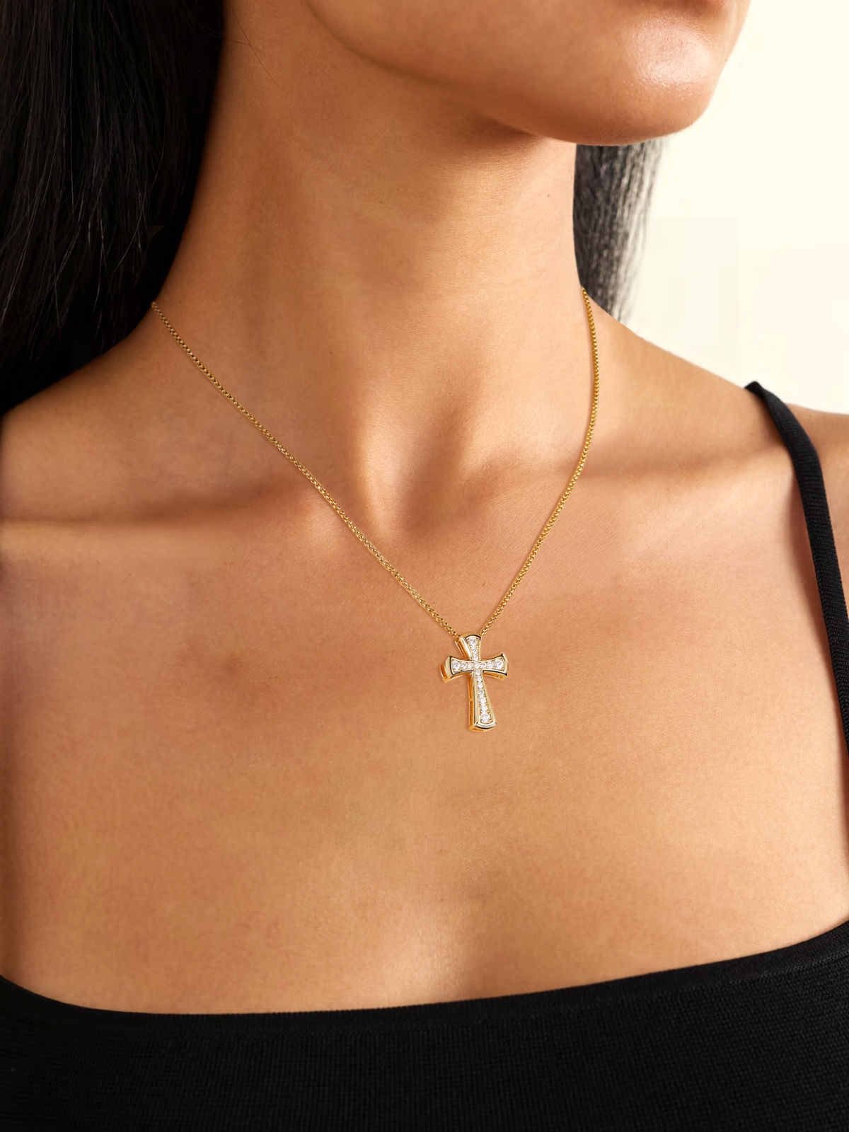 APIR 25mm Cross Moissanite Necklace for Women Man Religious Pendant 925 Sterling