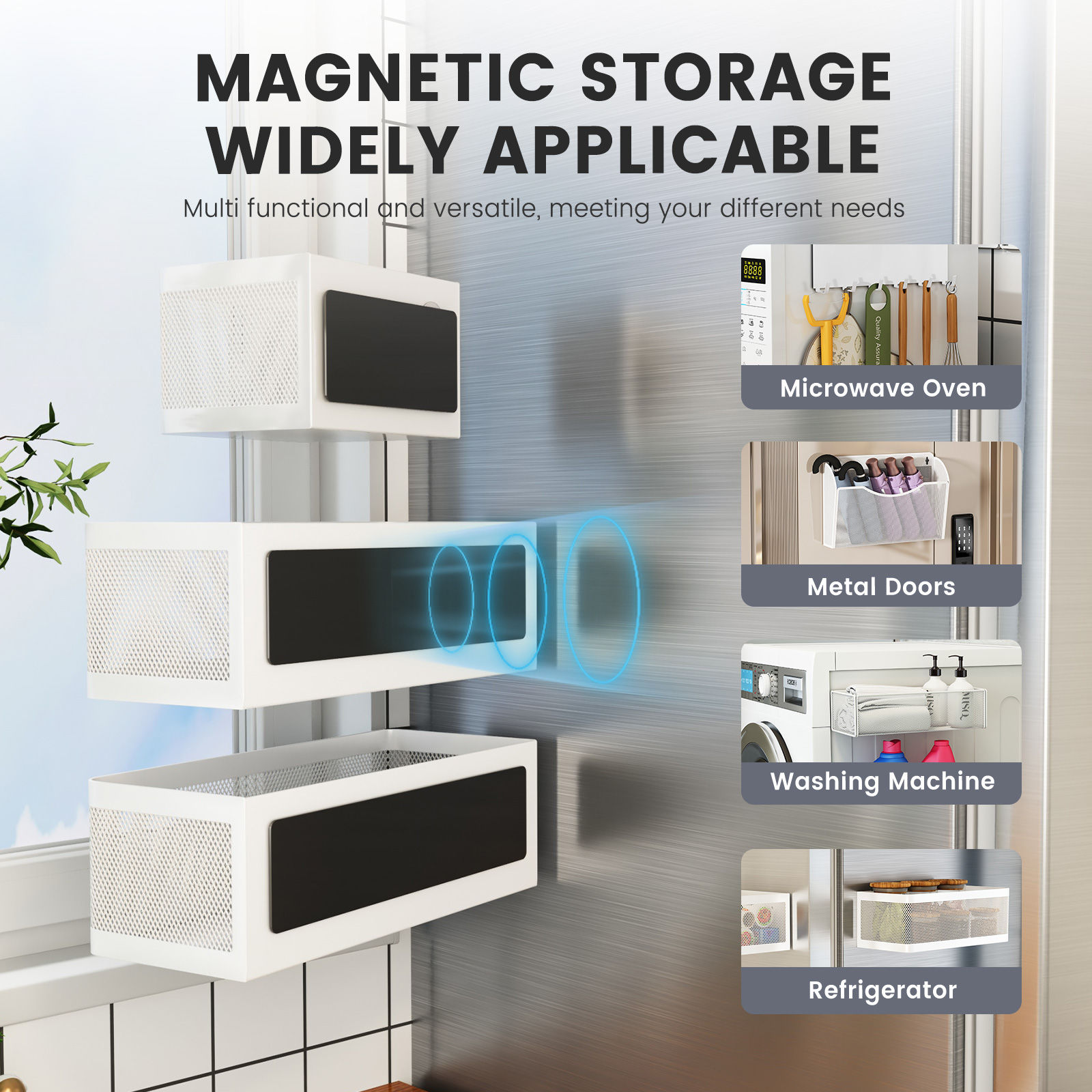 Magnetic Refrigerator Storage Rack Spice Metal Hanging