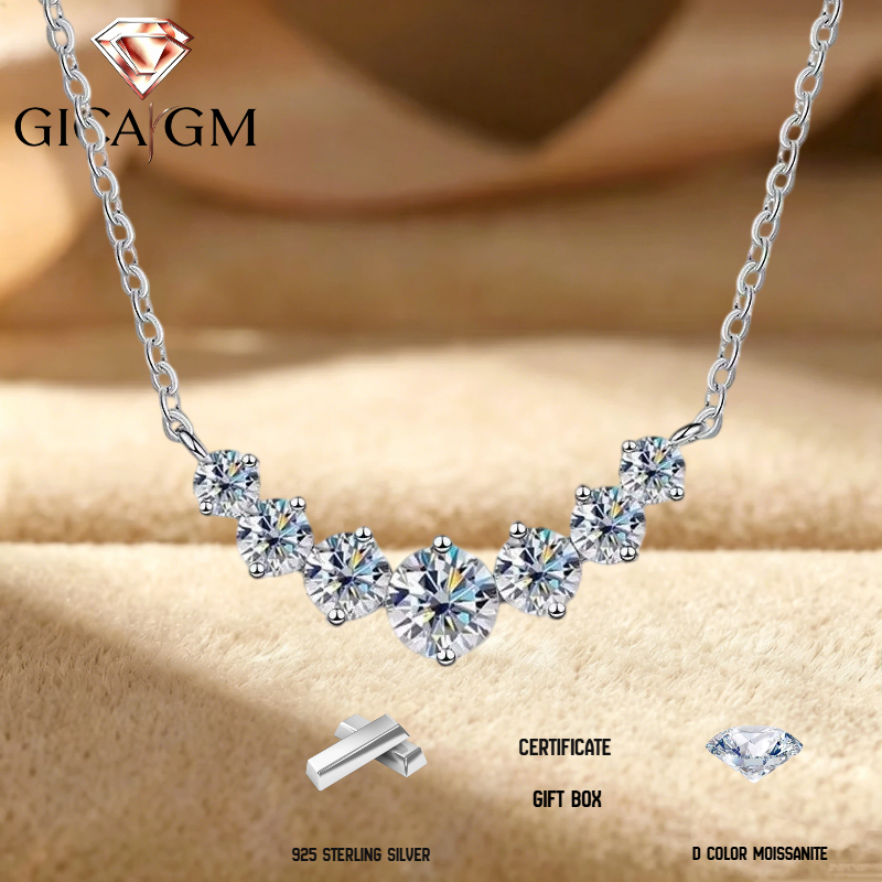 2.8CT Total Moissanite Necklace Elegant 925 Sterling Silver Neck Jewelry Decora