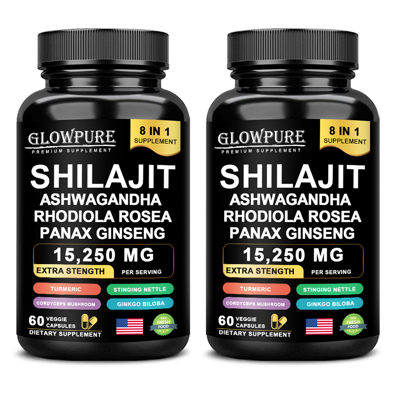 Shilajit 8 in 1 Supplement Ginseng Ashwagandha Supports Brain Memory Ener
