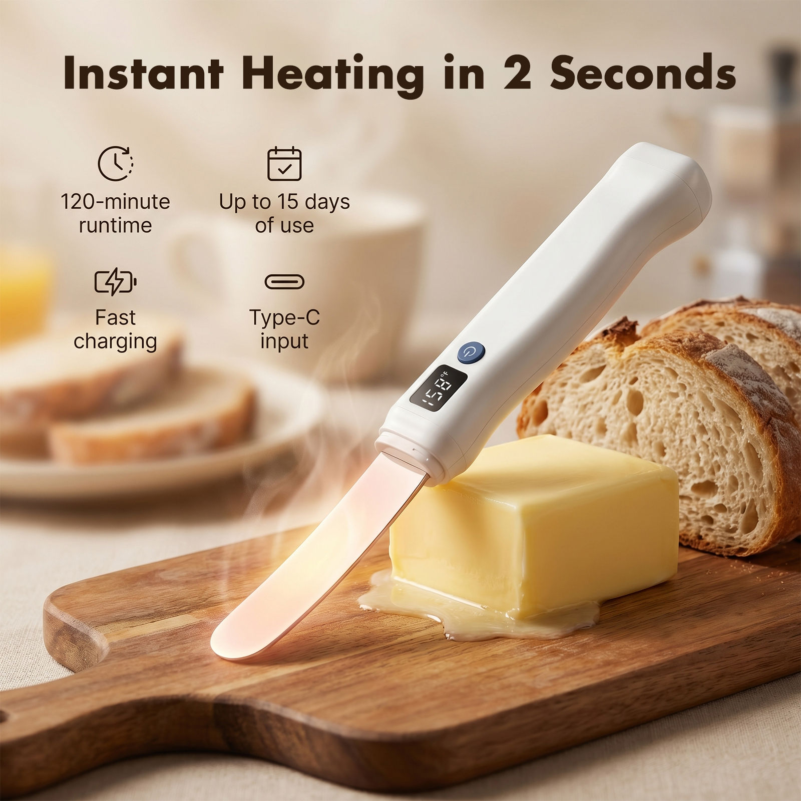 USB Rechargeable Heated Butter Knife Electric Butter Spreader For Cold Butter Ch